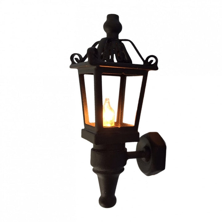 Dollhouse Large Black Coach Wall Light 1:12 Scale Miniature 12 Volt Electric Porch Light - Miniature Crush