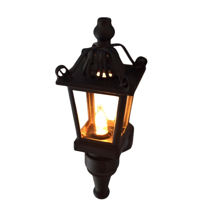 Dollhouse Large Black Coach Wall Light 1:12 Scale Miniature 12 Volt Electric Porch Light - Miniature Crush