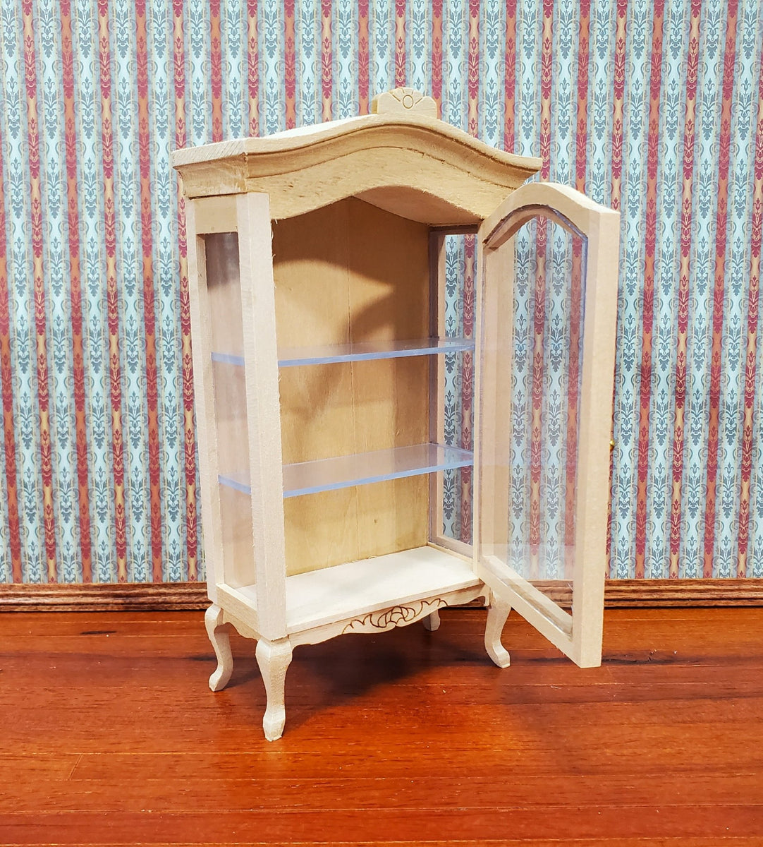 Dollhouse Large Curio with Door Unpainted Wood 112 Scale