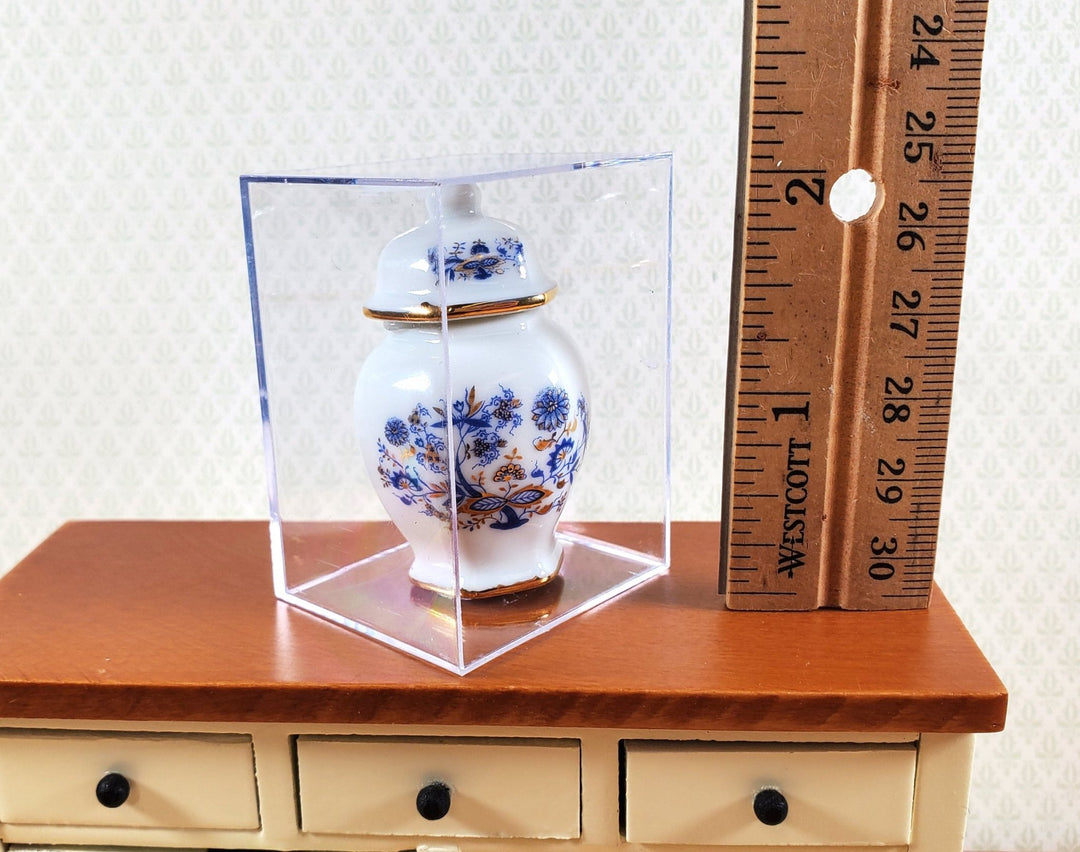 Dollhouse Large Jar with Lid Reutter Porcelain Blue Onion 1:12 Scale Miniature - Miniature Crush