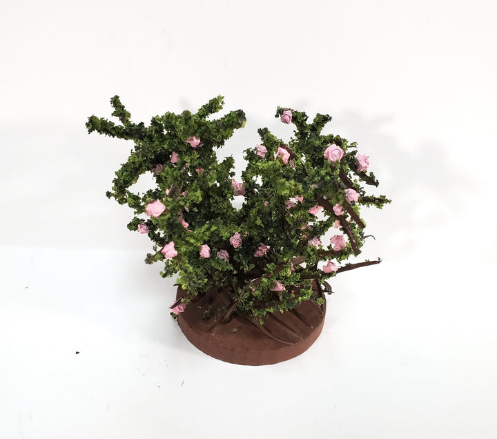 Dollhouse Large Rose Bush Pink Flowering Shrub 1:12 Scale Miniature - Miniature Crush