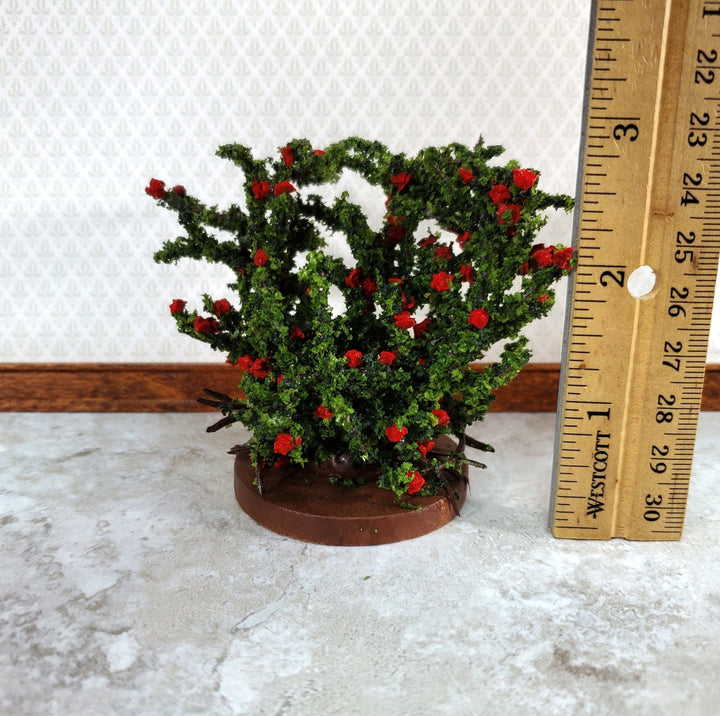 Dollhouse Large Rose Bush Red Flowering Shrub 1:12 Scale Miniature - Miniature Crush