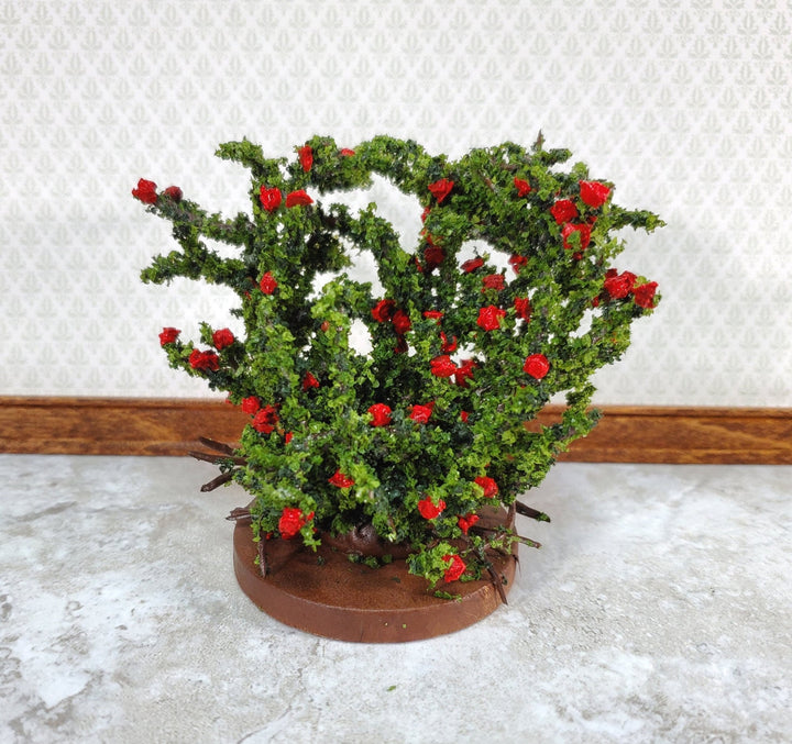 Dollhouse Large Rose Bush Red Flowering Shrub 1:12 Scale Miniature - Miniature Crush