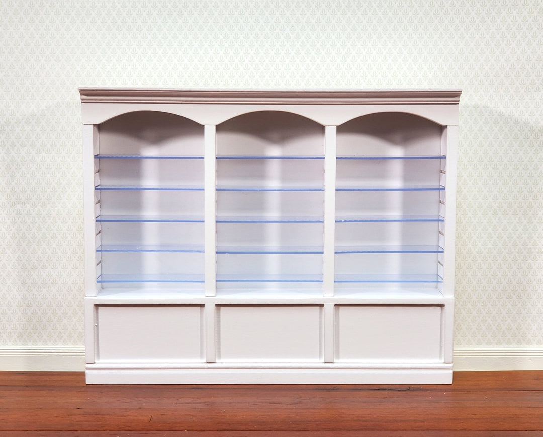 Dollhouse Library Bookcase or Shop Shelves 3 Bay Adjustable WHITE 1:12 Scale Furniture - Miniature Crush