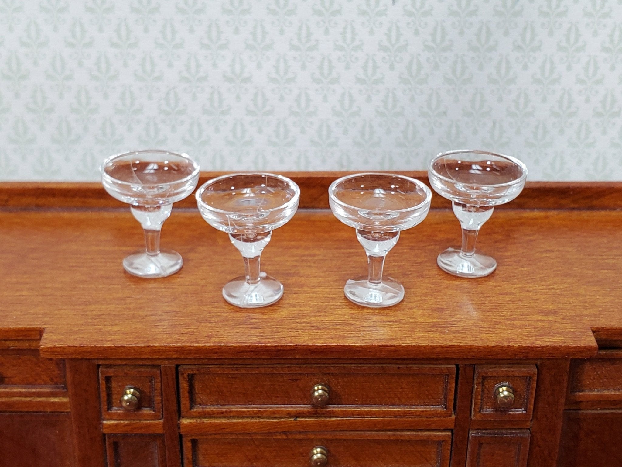 Dollhouse Miniature Wine Glasses Set of 4 1:12 Real Glass 9/16 - Miniature  Crush