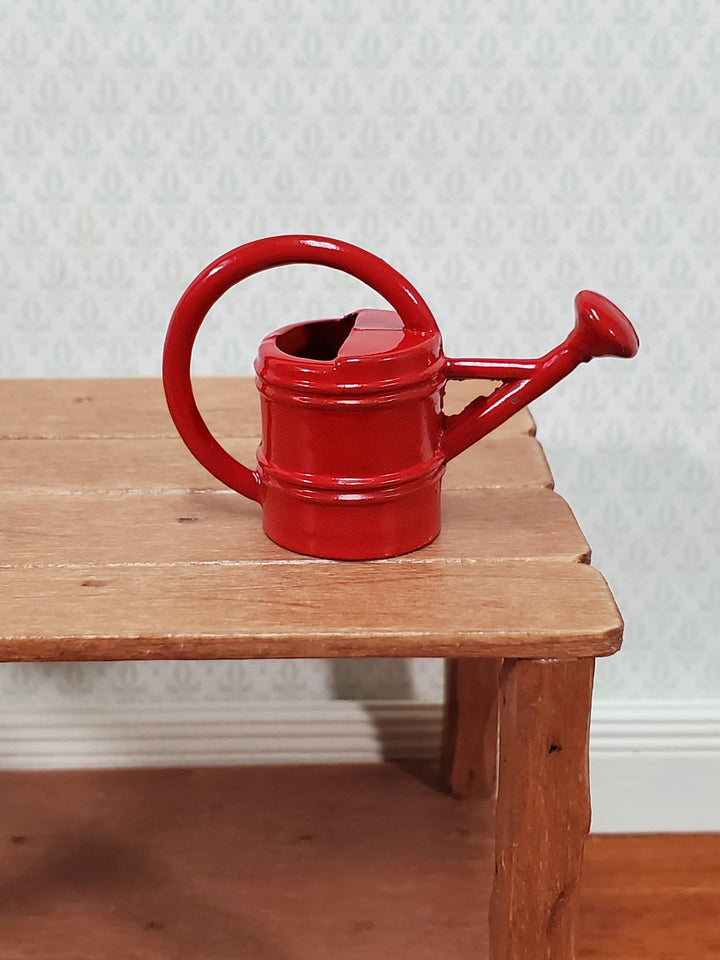Dollhouse Metal Watering Can with Handle RED 1:12 Scale Miniature Garden - Miniature Crush