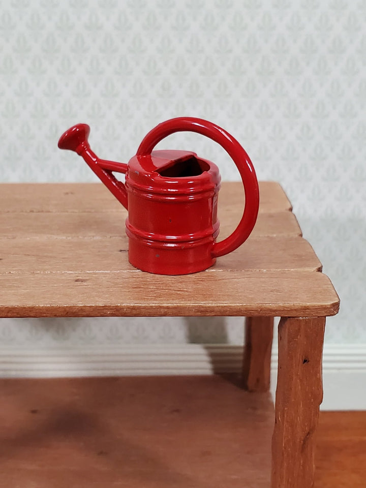Dollhouse Metal Watering Can with Handle RED 1:12 Scale Miniature Garden - Miniature Crush
