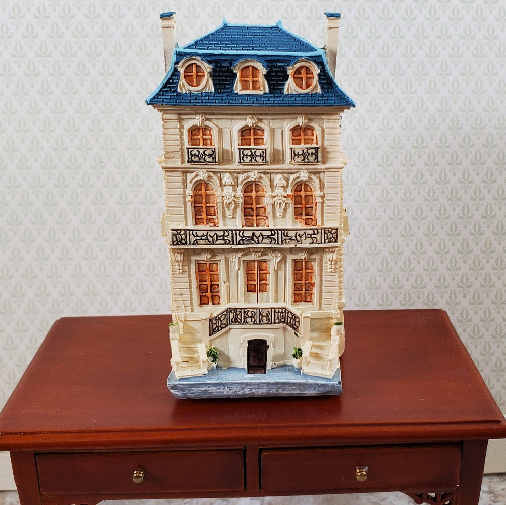 Dollhouse Miniature 1:144 Scale Townhouse with Blue Roof by Reutter Resin - Miniature Crush