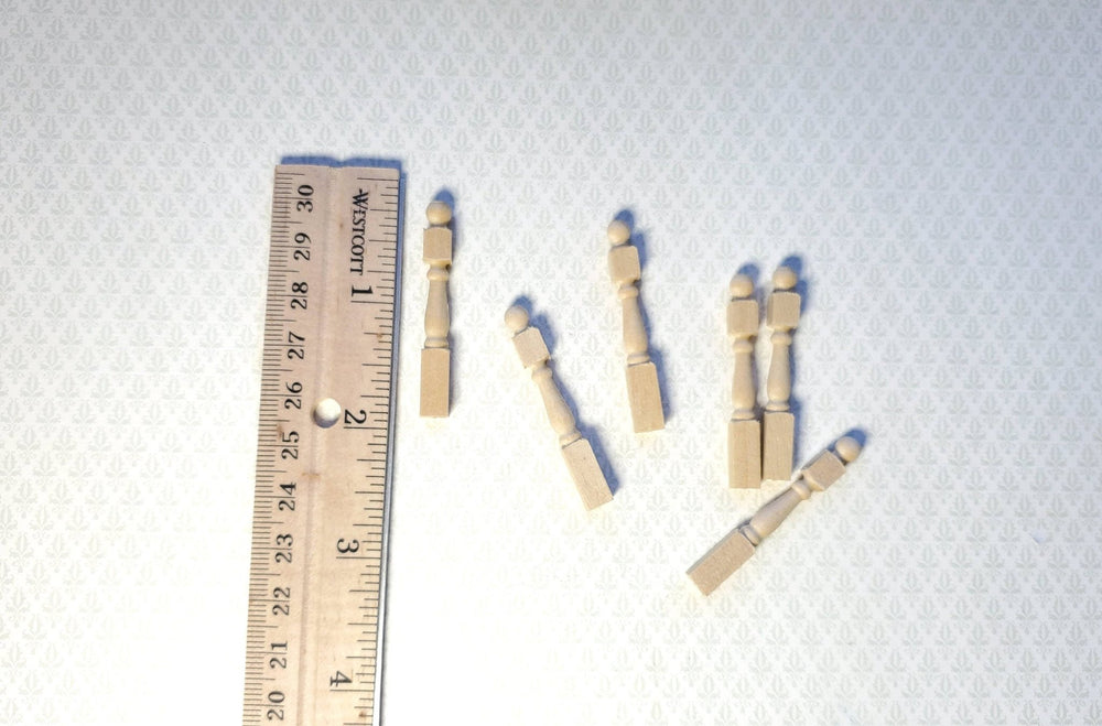 Dollhouse Miniature 1:24 Newel Posts or Fence Posts End Pieces 1/2" Scale 1 3/4" Half Scale - Miniature Crush