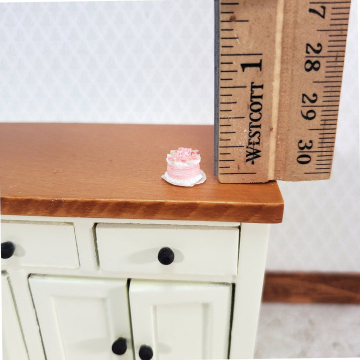 Dollhouse Miniature 1/4" Quarter Scale Cake Pink with Roses Teeny Tiny 1:48 LL1004SS - Miniature Crush