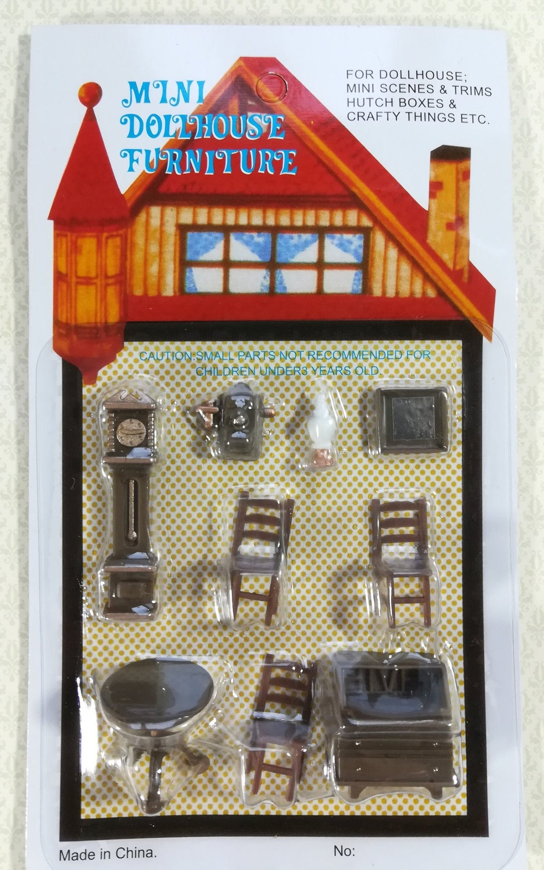 Dollhouse Miniature 1/4" Quarter Scale Furniture Table Chairs Clock Desk 1:48 - Miniature Crush
