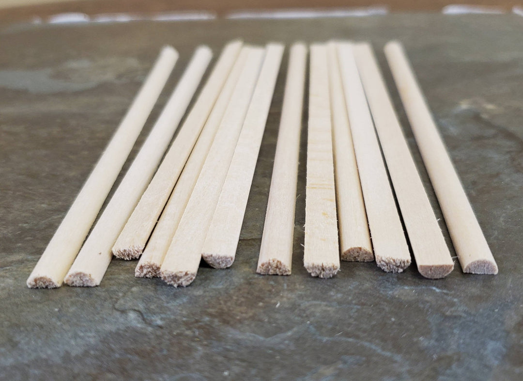 Dollhouse Miniature 6" Scrap Trim Half Round 1/4" wide 12 Pieces 1:12 Scale Flat Back - Miniature Crush