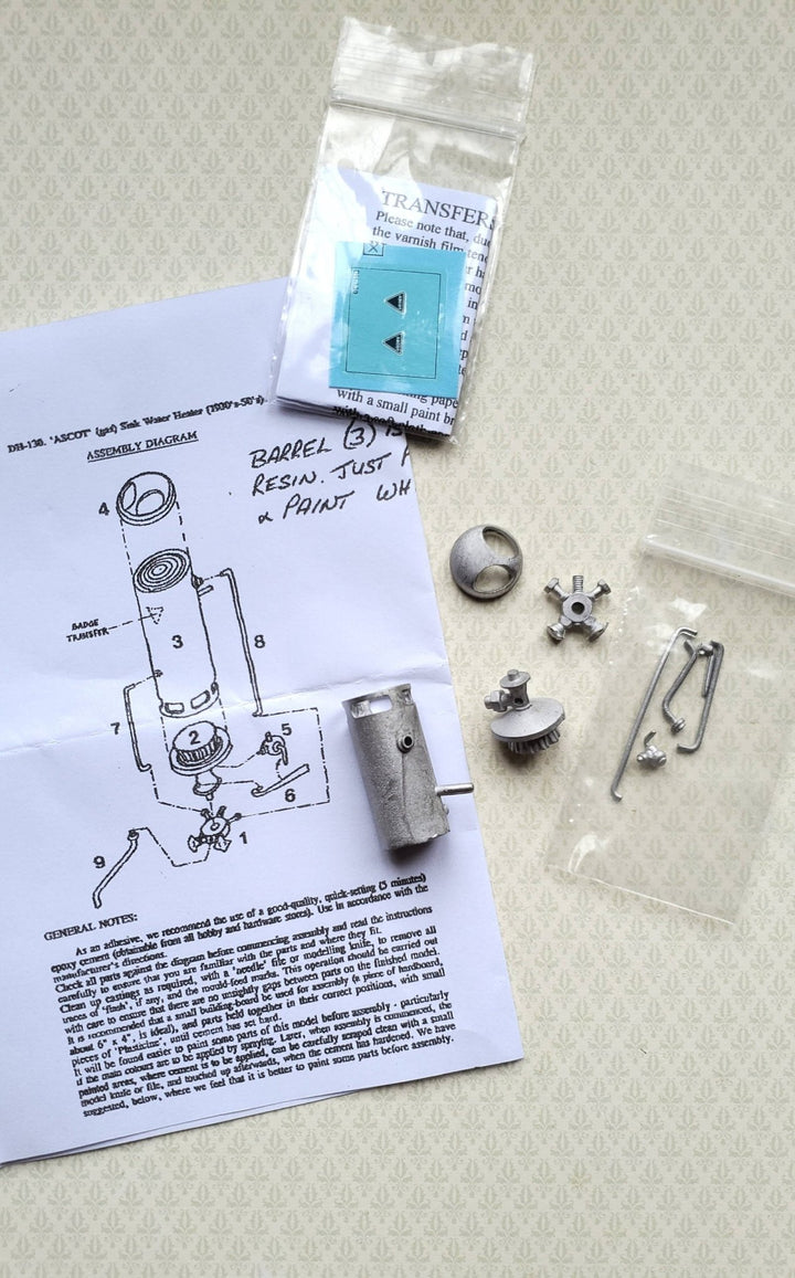 Dollhouse Miniature Ascot Gas Water Heater Kit Cast Metal 1:12 Scale Phoenix Model - Miniature Crush