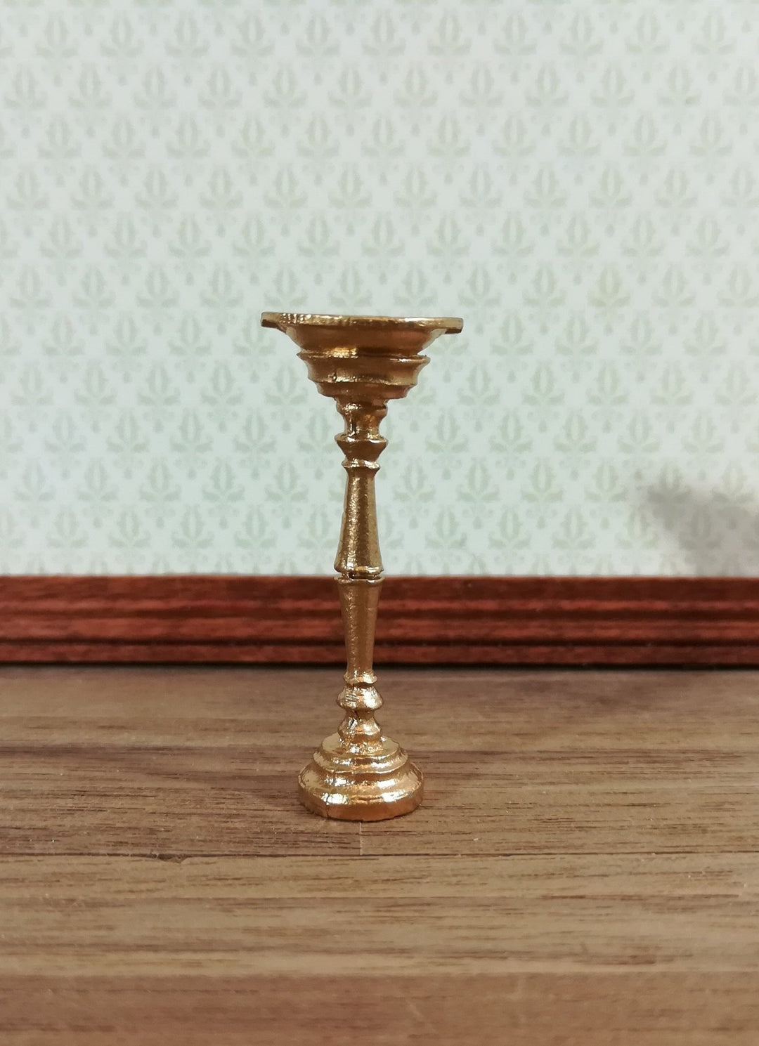 Dollhouse Miniature Ashtray Gold Metal Standing Pedestal 1:12 Scale - Miniature Crush