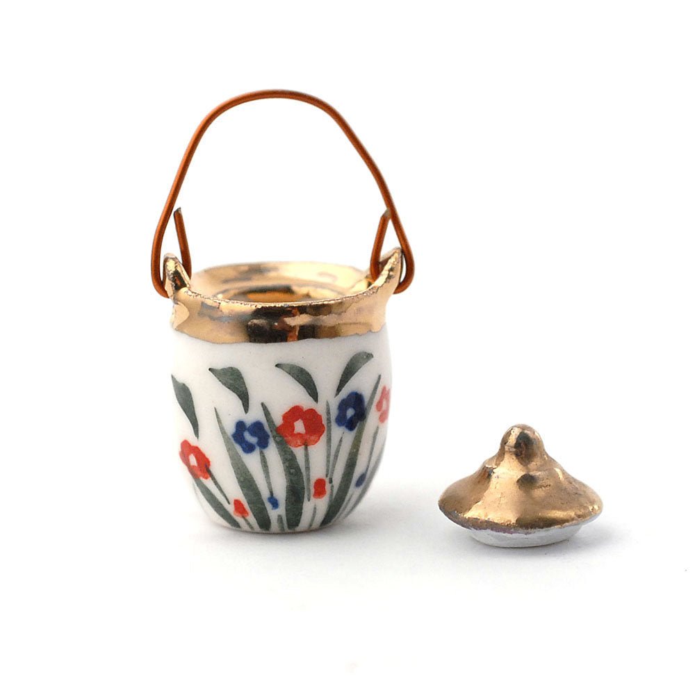 Dollhouse Miniature Biscuit Barrel Jar Ceramic with Removable Lid 1:12 Scale Kitchen Accessory - Miniature Crush
