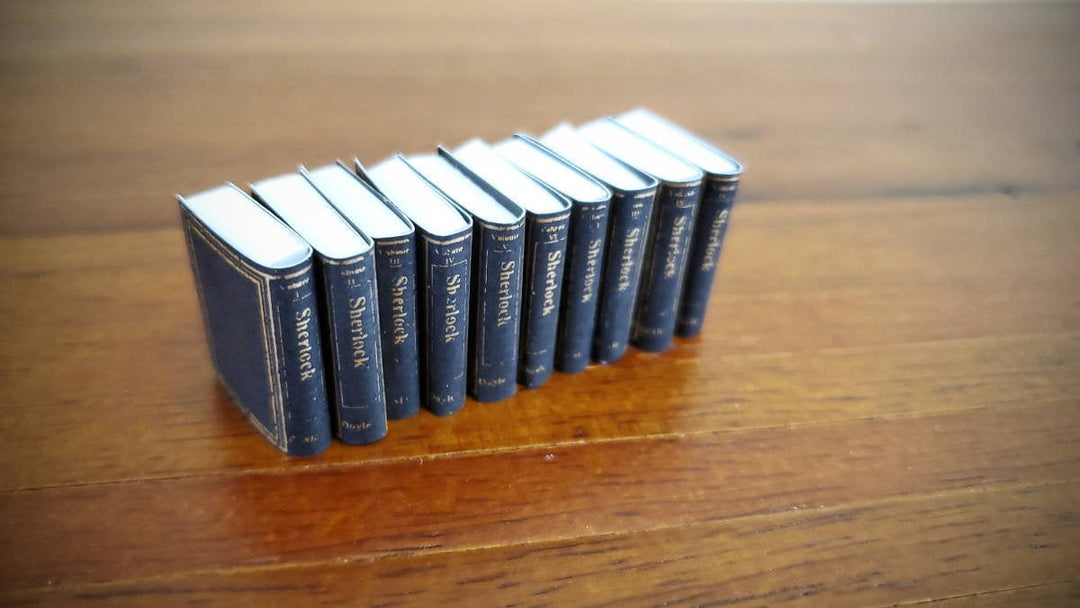 Dollhouse Miniature Book Set x10 Sherlock Holmes 1:12 Scale (blank inside) - Miniature Crush