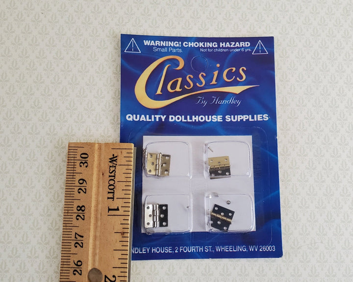 Dollhouse Miniature Butt Hinges Working x4 Silver Nickel 1:12 Scale Includes Nails - Miniature Crush