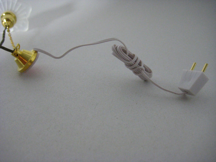 Dollhouse Miniature Ceiling Light Frosted Flower 1:12 Scale 12 Volt Electric with Plug - Miniature Crush