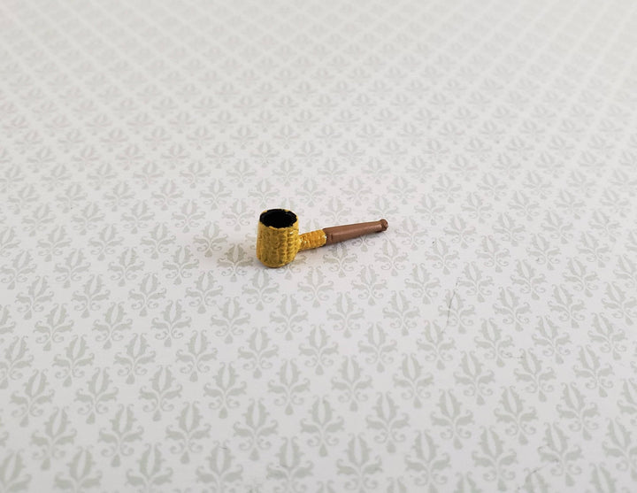 Dollhouse Miniature Corn Cob Pipe Classic Style Painted Metal 1:12 Scale - Miniature Crush