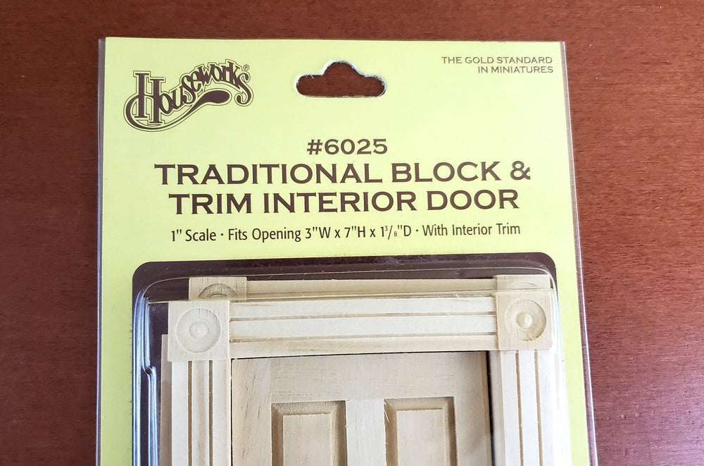 Dollhouse Miniature Door 6 Panel Interior with Head Blocks 1:12 Scale by Houseworks #6025 - Miniature Crush