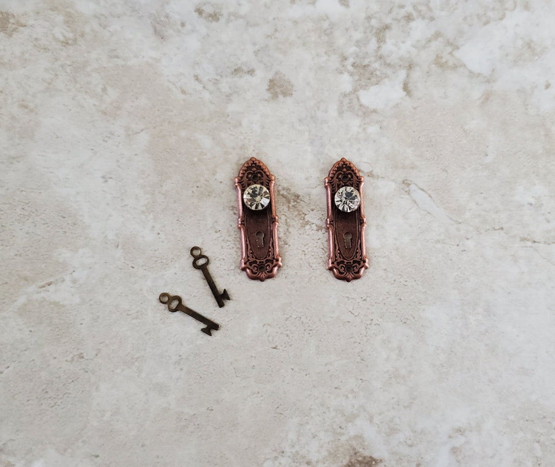 Dollhouse Miniature Doorknobs Bronze Fancy Crystal Knobs Metal 1:12 Scale CLA05697 - Miniature Crush