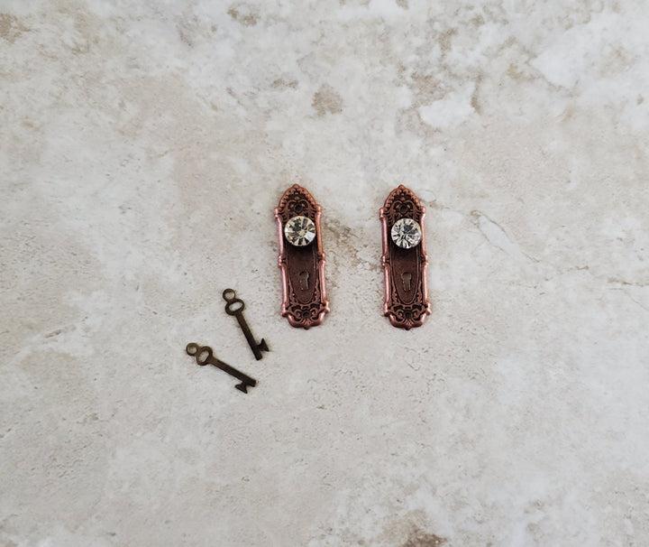 Dollhouse Miniature Doorknobs Bronze Fancy Crystal Knobs Metal 1:12 Scale CLA05697 - Miniature Crush