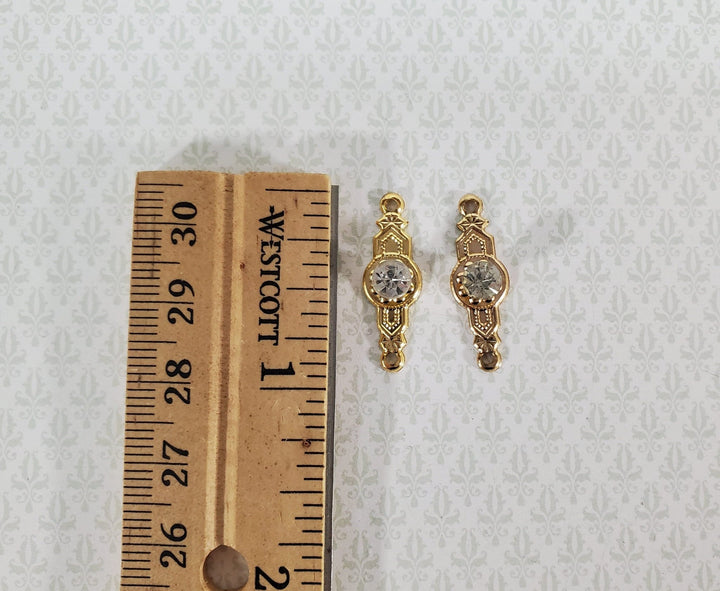 Dollhouse Miniature Doorknobs Gold Fancy Crystal Knobs Metal 1:12 Scale CLA05684 - Miniature Crush