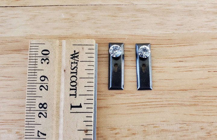 Dollhouse Miniature Doorknobs Handles Dark Pewter with Crystal Knobs Metal 1:12 Scale - Miniature Crush