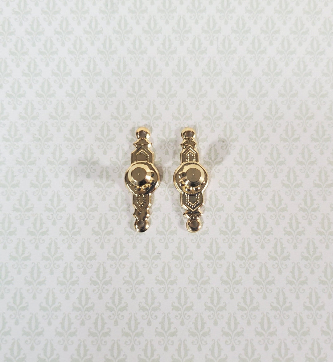 Dollhouse Miniature Doorknobs Handles Fancy Gold 1 Set 1:12 Scale CLA05510 - Miniature Crush