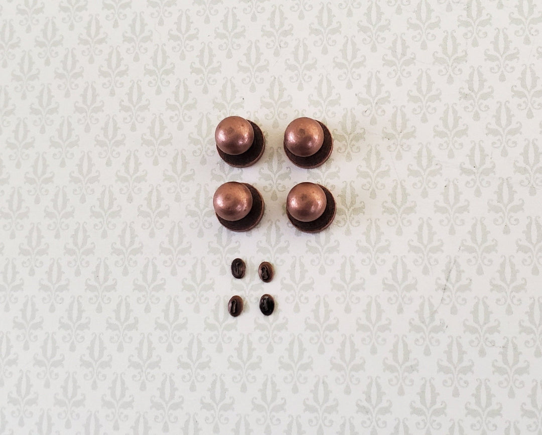 Dollhouse Miniature Doorknobs Round Bronze Metal with Keyhole 1:12 Scale 2 Sets - Miniature Crush
