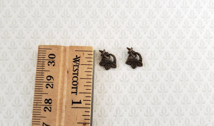 Dollhouse Miniature Drawer Pulls Handles Hanging Leaves 1:12 Scale Antique Bronze S1491A - Miniature Crush
