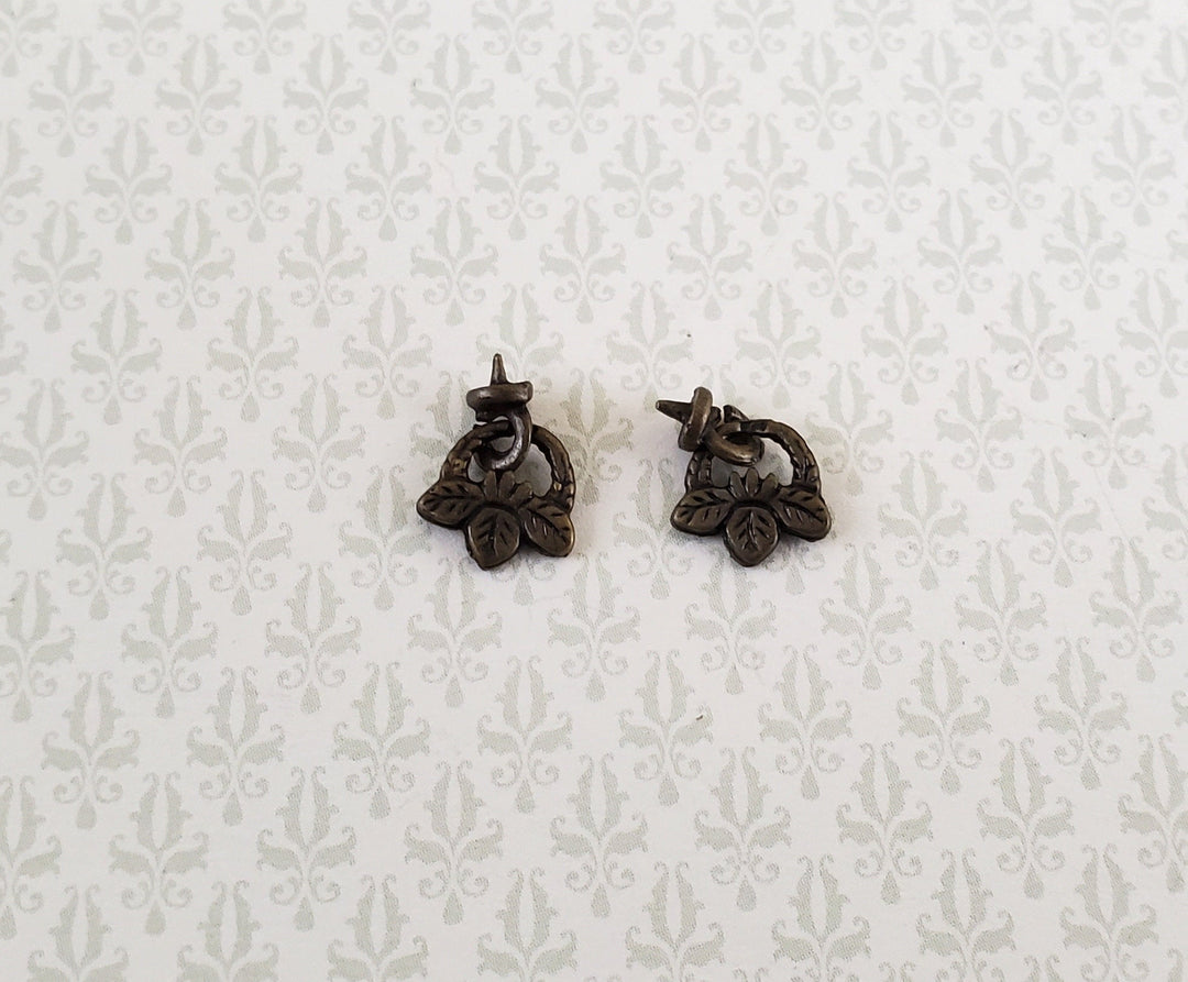 Dollhouse Miniature Drawer Pulls Handles Hanging Leaves 1:12 Scale Antique Bronze S1491A - Miniature Crush