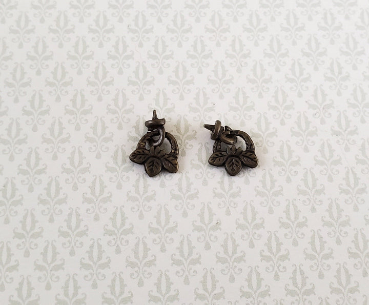 Dollhouse Miniature Drawer Pulls Handles Hanging Leaves 1:12 Scale Antique Bronze S1491A - Miniature Crush