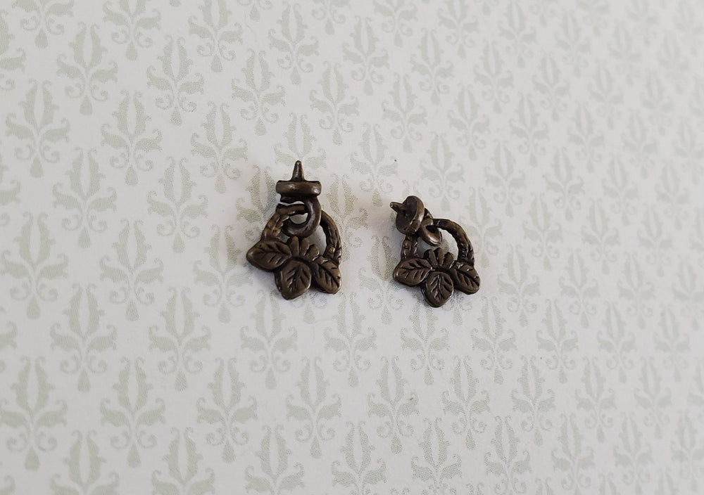 Dollhouse Miniature Drawer Pulls Handles Hanging Leaves 1:12 Scale Antique Bronze S1491A - Miniature Crush