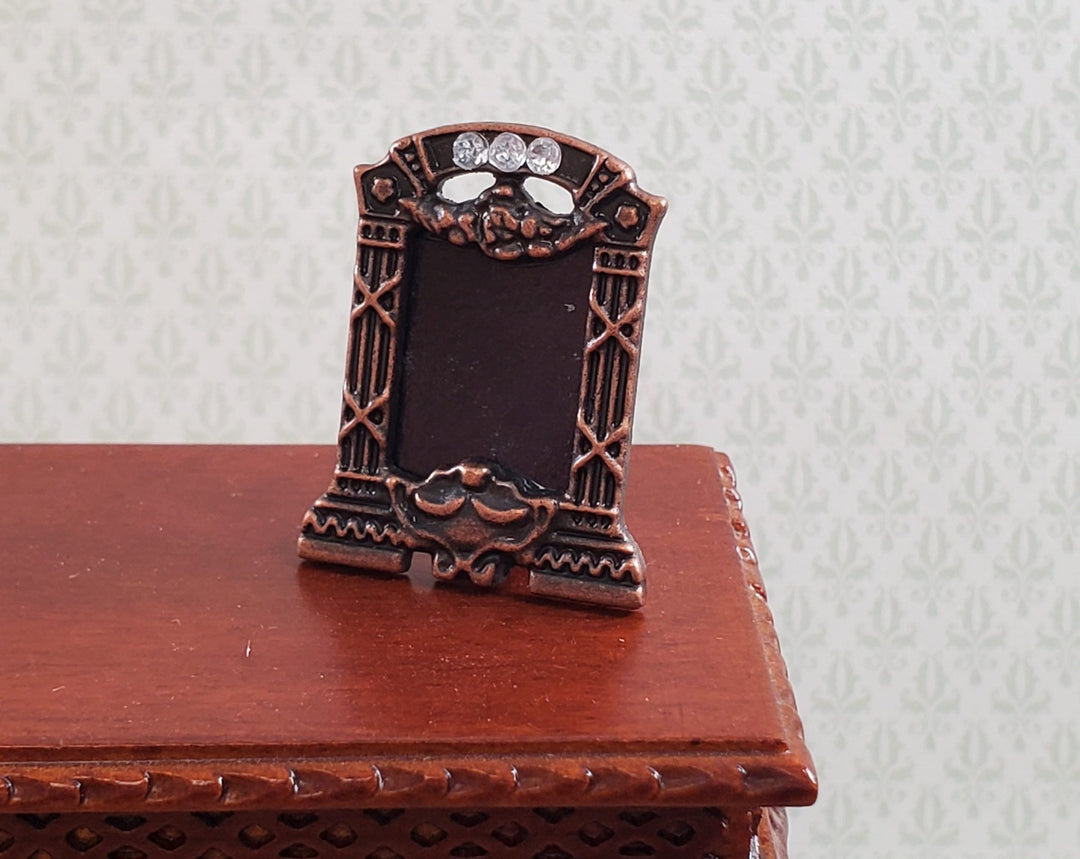 Dollhouse Miniature Fancy Photo Frame with Rhinestones Bonze 1:12 Scale Art Deco - Miniature Crush