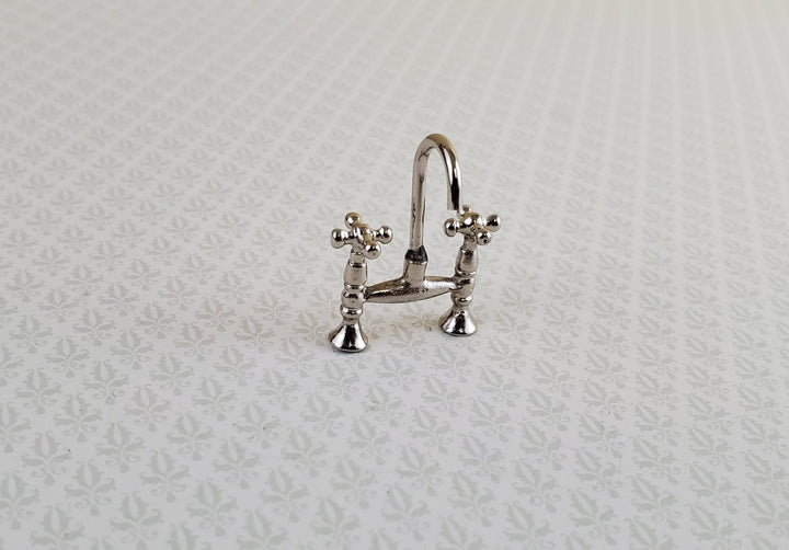 Dollhouse Miniature Faucet Mixer Tap Chrome Silver for Kitchen or Bathroom Sink 1:12 Scale - Miniature Crush