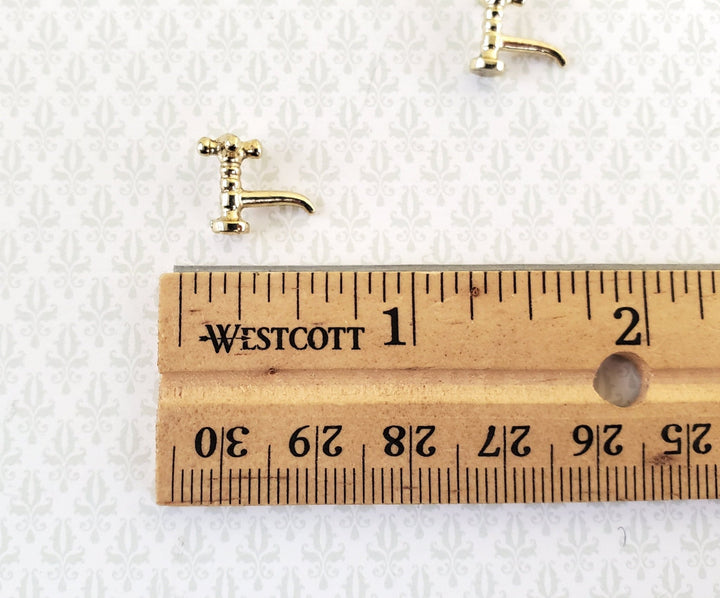 Dollhouse Miniature Faucet Taps x4 for Kitchen or Bathroom Sink 1:12 Scale Gold Metal S1209 - Miniature Crush