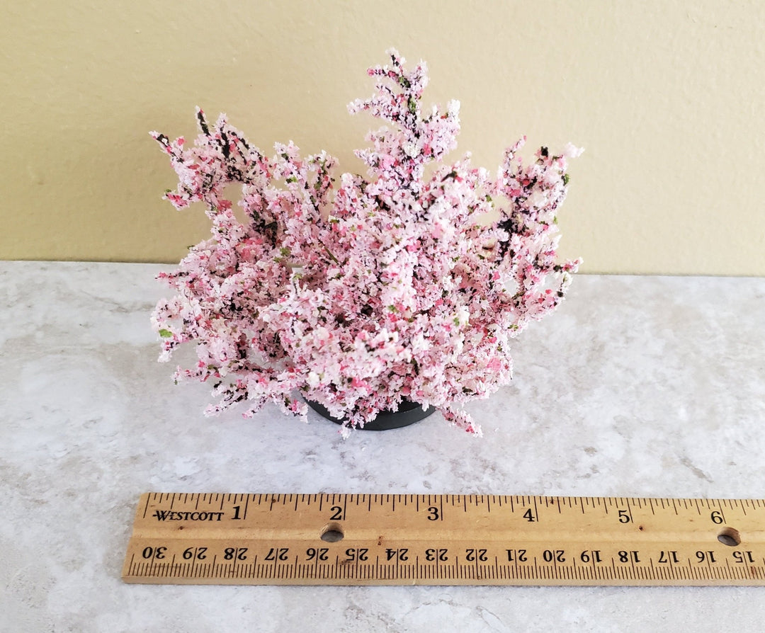 Dollhouse Miniature Flowering Shrub Bush Large Pink & White on Base 1:12 Scale - Miniature Crush