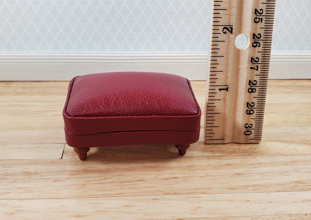 Dollhouse Miniature Footstool Ottoman Burgundy 1:12 Scale Miniature Furniture - Miniature Crush