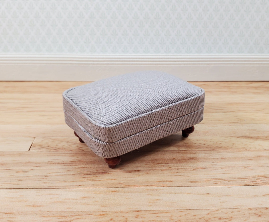 Dollhouse Miniature Footstool Ottoman Gray Fabric 1:12 Scale Miniature Furniture - Miniature Crush