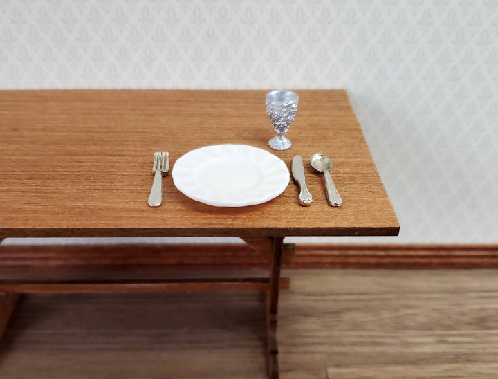 Dollhouse Miniature Goblet Silver Metal Ornate 1:12 Scale Hand Painted - Miniature Crush