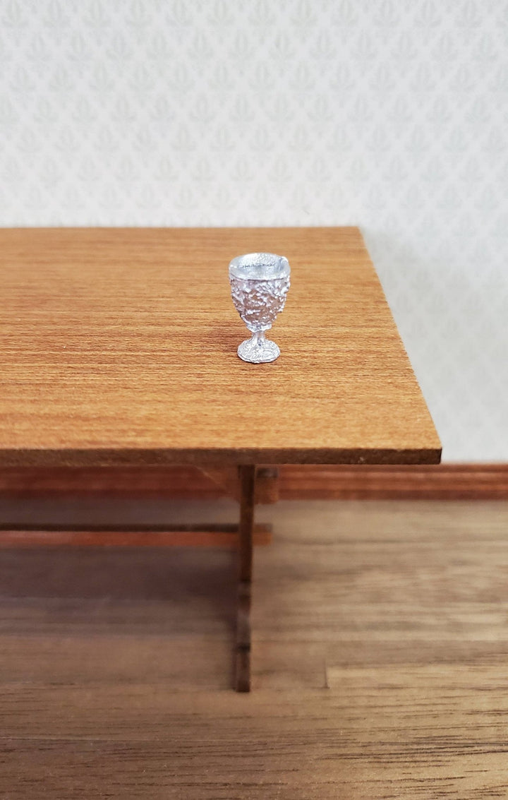 Dollhouse Miniature Goblet Silver Metal Ornate 1:12 Scale Hand Painted - Miniature Crush