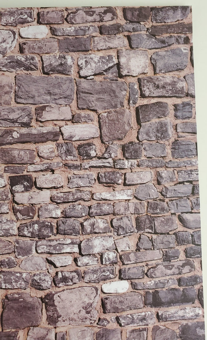Dollhouse Miniature Gray Stone Wall Weathered Aged Embossed Card 1:12 Scale Wall - Miniature Crush