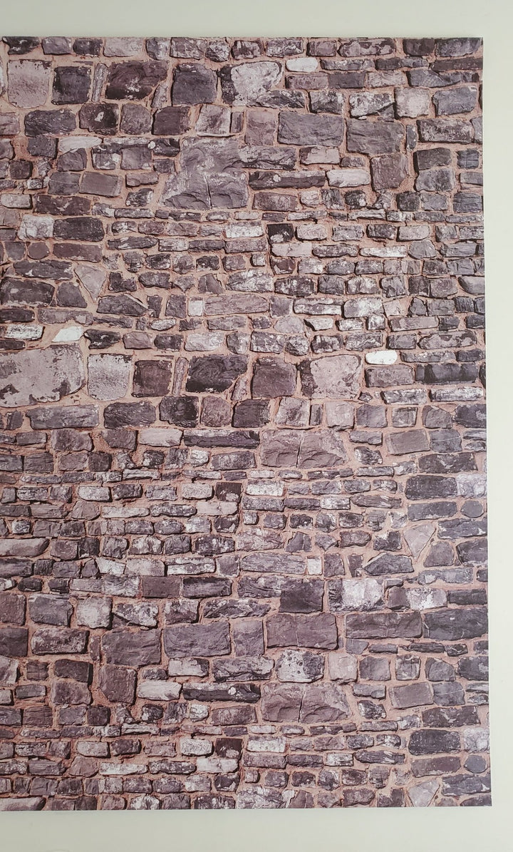 Dollhouse Miniature Gray Stone Wall Weathered Aged Embossed Card 1:12 Scale Wall - Miniature Crush