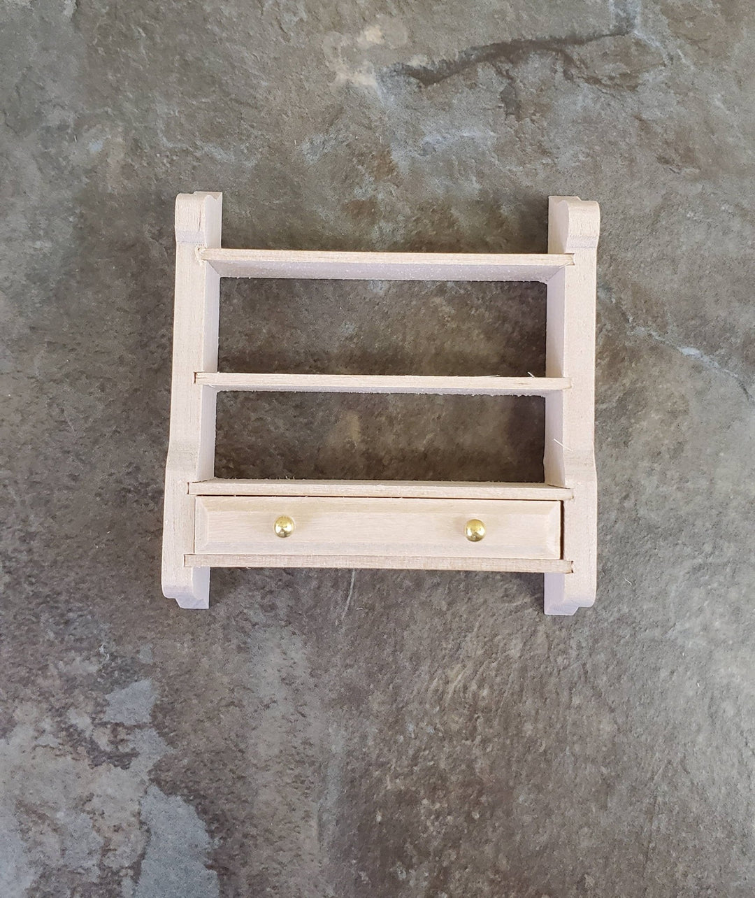 Dollhouse Miniature Hanging Shelf with Drawer 1:12 Scale Furniture Unpainted Wood - Miniature Crush