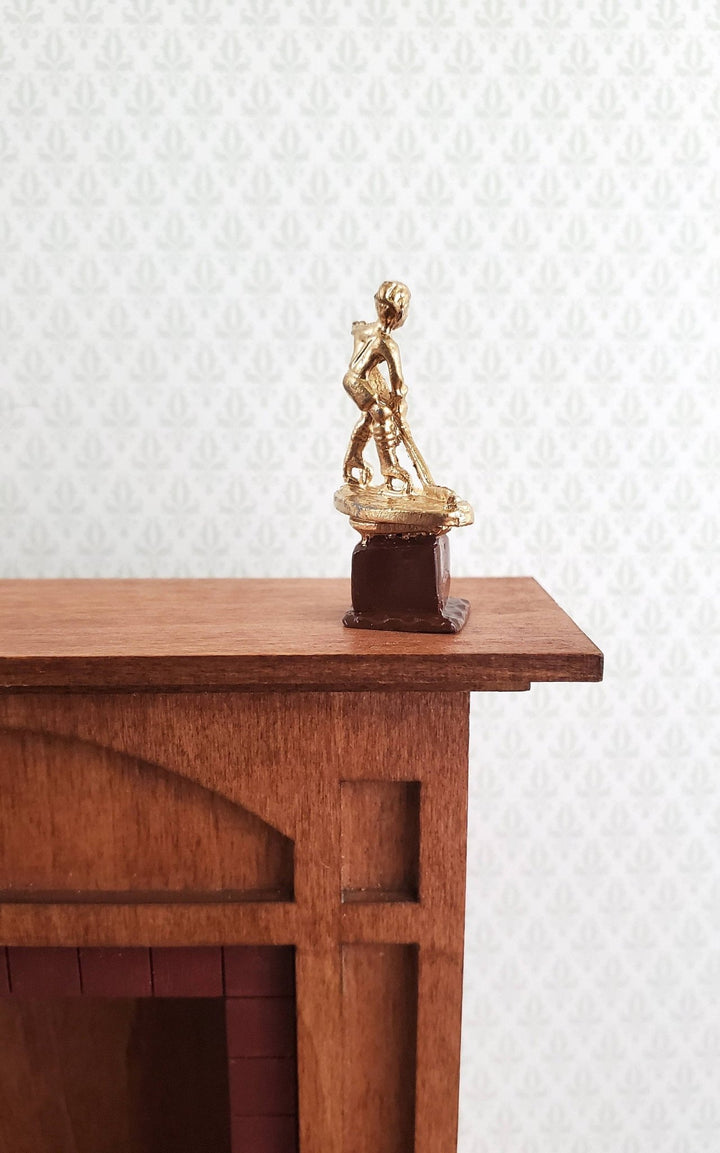 Dollhouse Miniature Ice Hockey Trophy Statue Gold 1:12 Scale Painted Metal - Miniature Crush