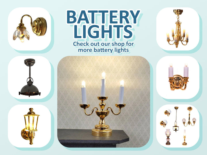 Dollhouse Miniature LED Battery Light Bulb on Silver Base 1:12 Scale - Miniature Crush