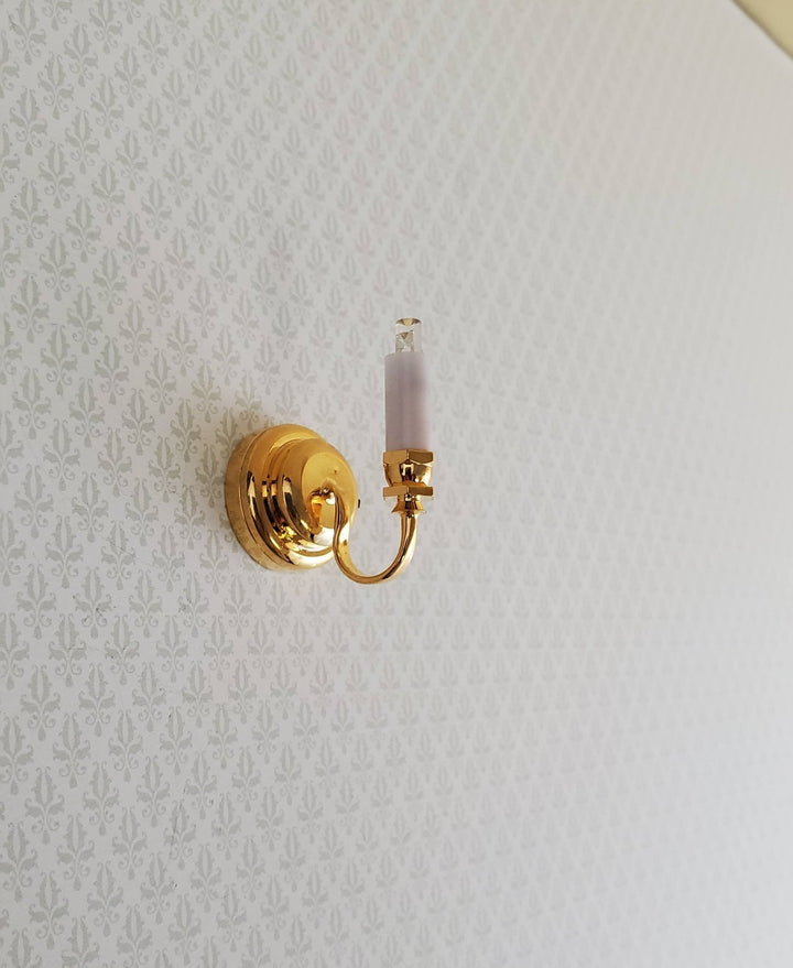 Dollhouse Miniature LED Battery Light Single Candle Wall Sconce 1:12 Scale - Miniature Crush