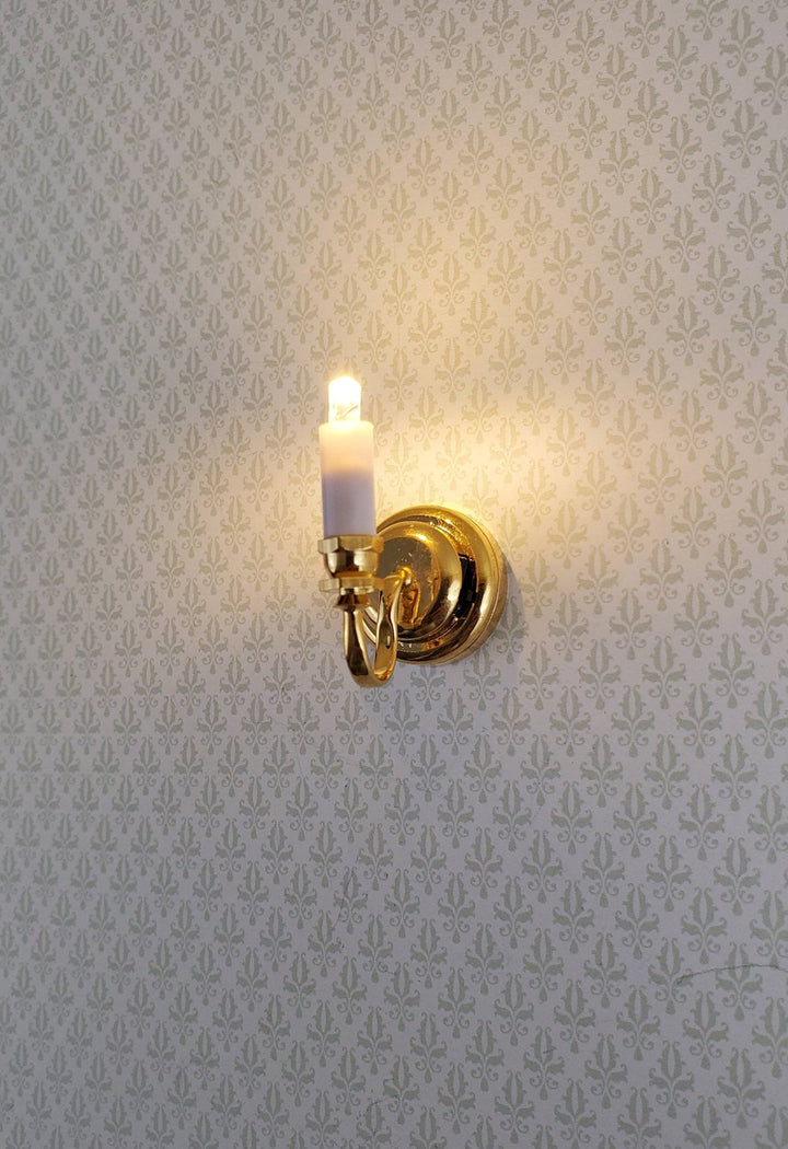 Dollhouse Miniature LED Battery Light Single Candle Wall Sconce 1:12 Scale - Miniature Crush