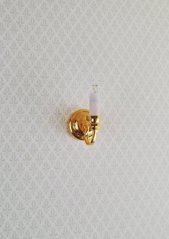 Dollhouse Miniature LED Battery Light Single Candle Wall Sconce 1:12 Scale - Miniature Crush